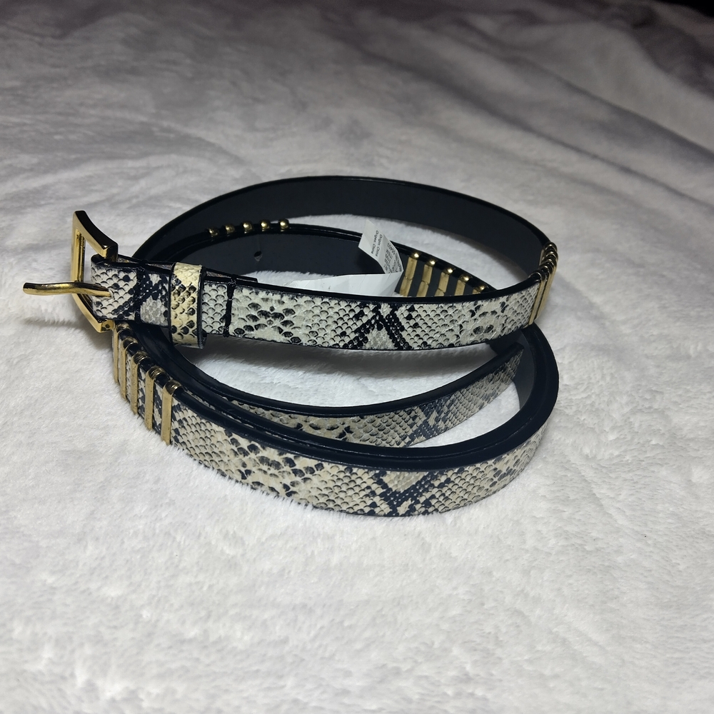 Black and Cream Snake Print Belt